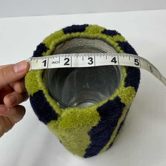 Ugly Rugly Tufted Vase Wool Carpet Green Black Funky Groovy Flowers Handmade - Picture 10 of 11